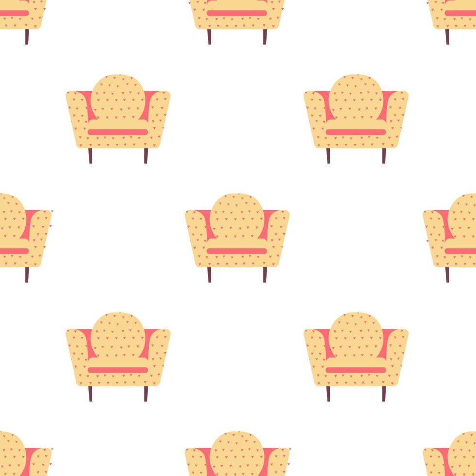 Seamless pattern with stylish armchairs Scandinavian interior vector