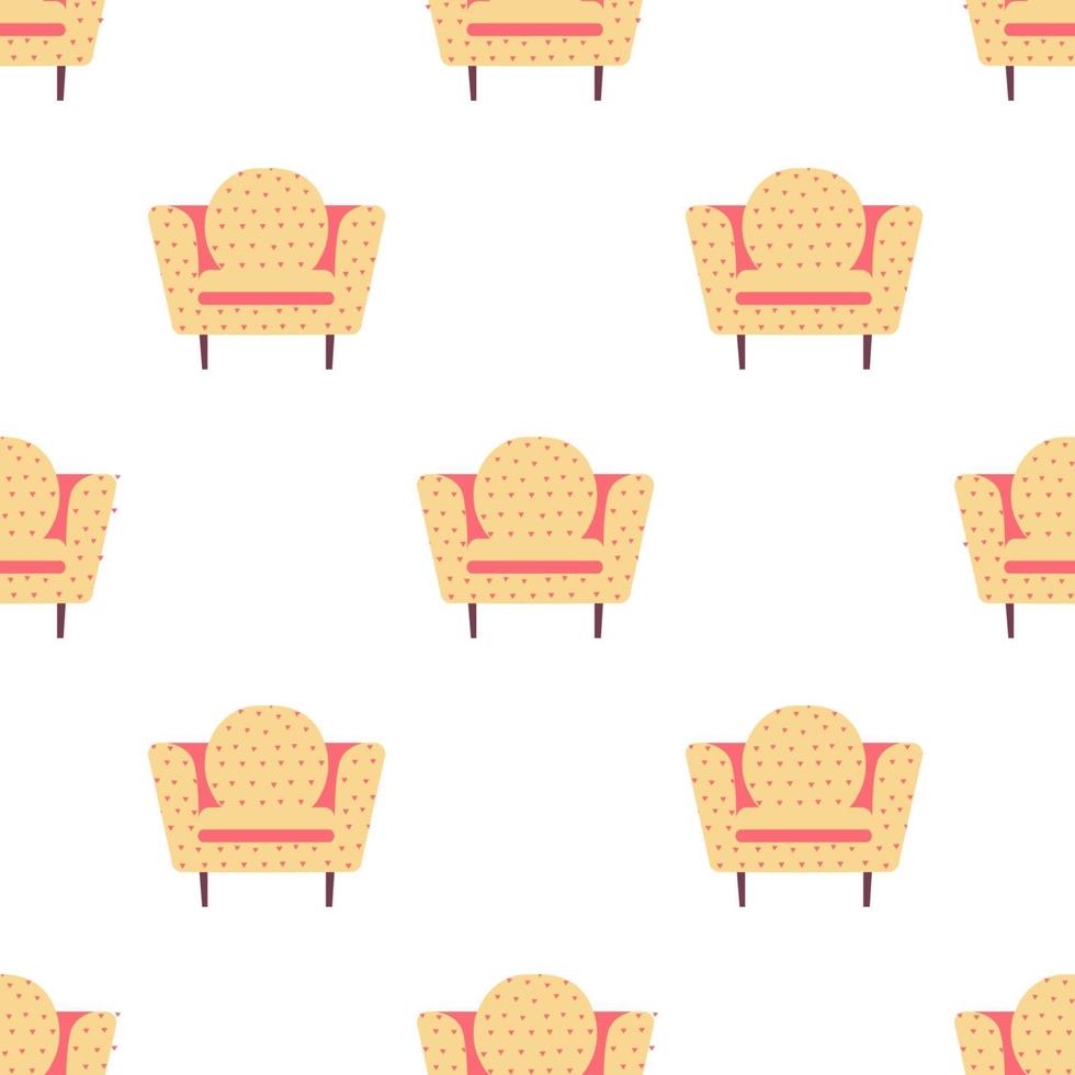 Seamless pattern with stylish armchairs Scandinavian interior vector