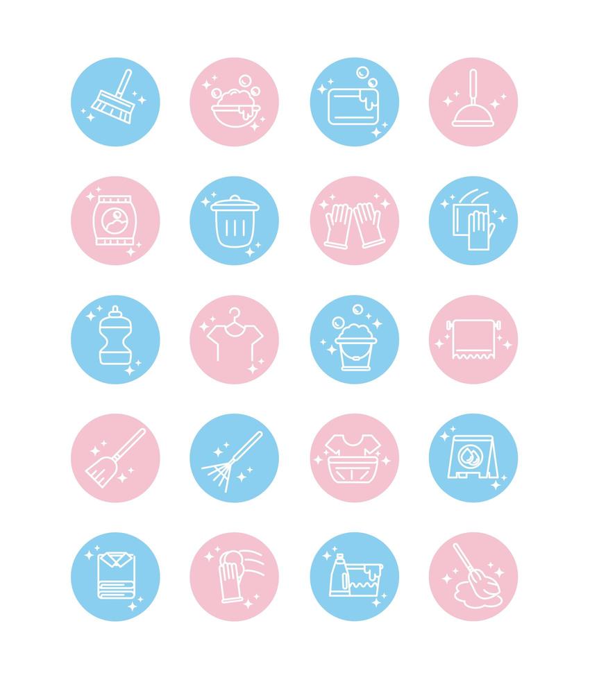 cleaning domestic hygiene icons set domestic hygiene block color style icon vector