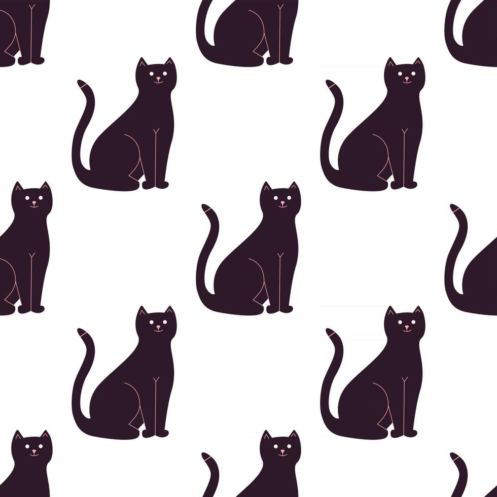 Ilustración de vector de dibujos animados lindo gato negro