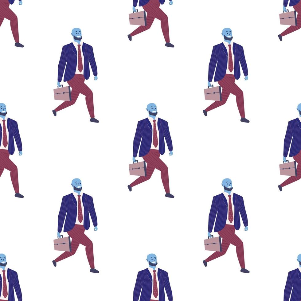 Seamless pattern with office workers and businessmen with briefcases walking to work vector