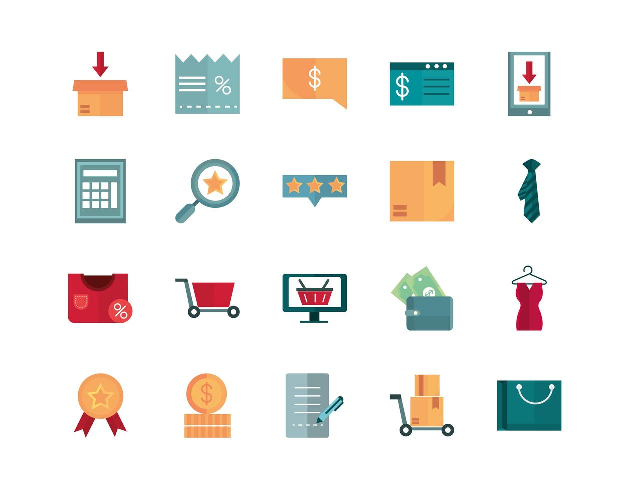 shopping business commerce trade online icon set vector