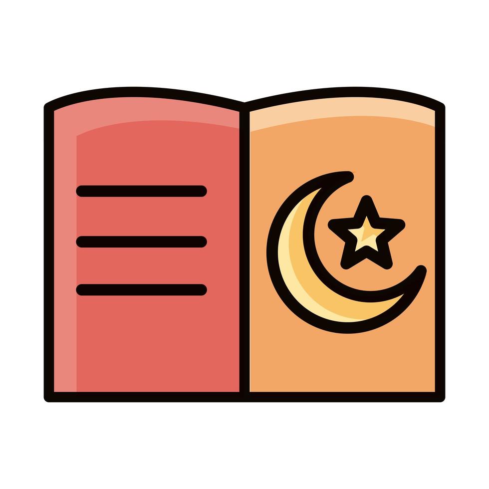 sacred book eid mubarak islamic religious celebration line and fill icon vector