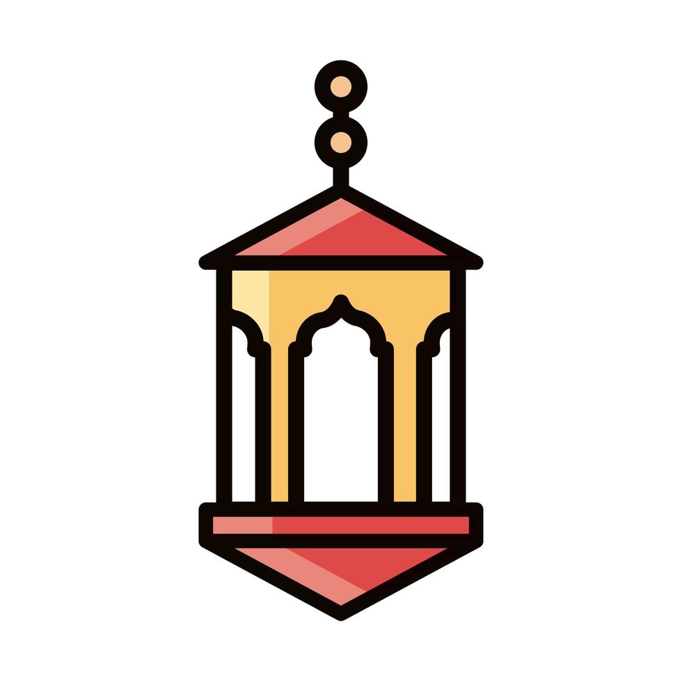 lantern ornament eid mubarak islamic religious celebration line and fill icon vector