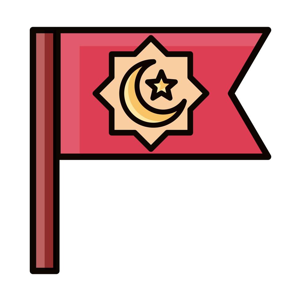 religious flag eid mubarak islamic religious celebration line and fill icon vector