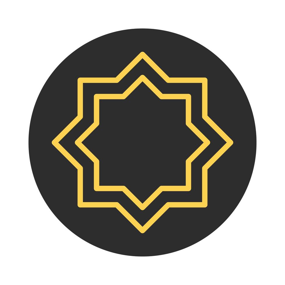 arabesque decoration eid mubarak islamic religious celebration block and line icon vector