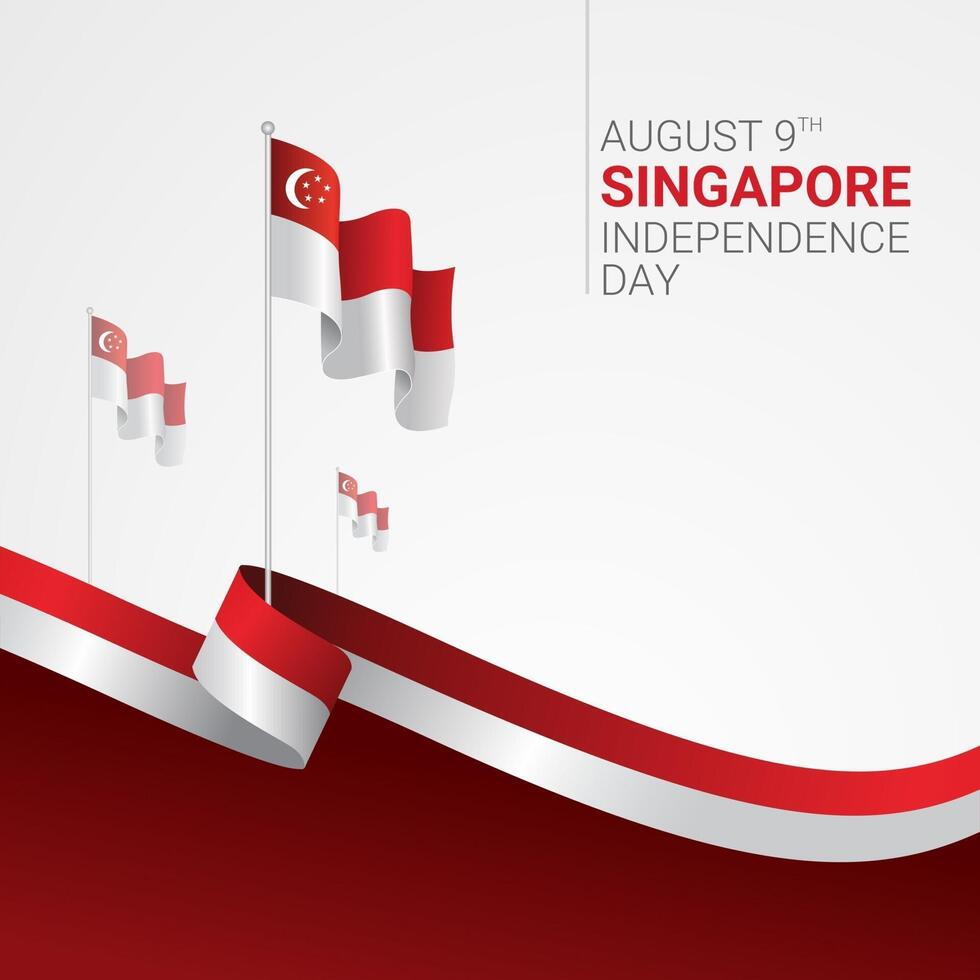 Ilustración de vector de celebración de banner del día de la independencia de Singapur