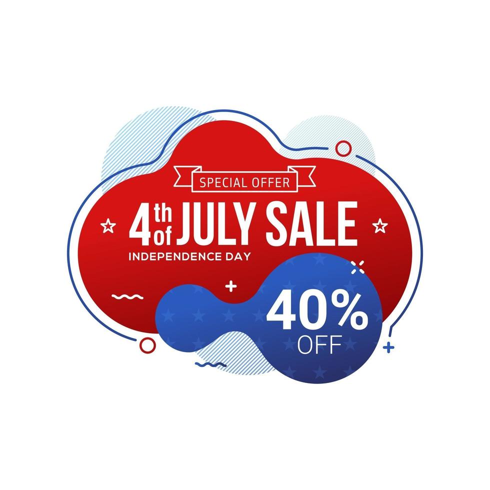 Fourth of July USA independence day sale banner with abstract liquid vector