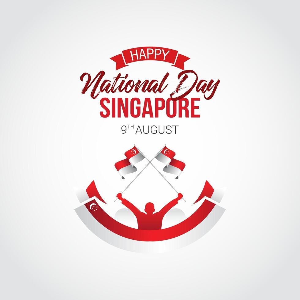 Ilustración de vector de celebración de banner del día de la independencia de Singapur