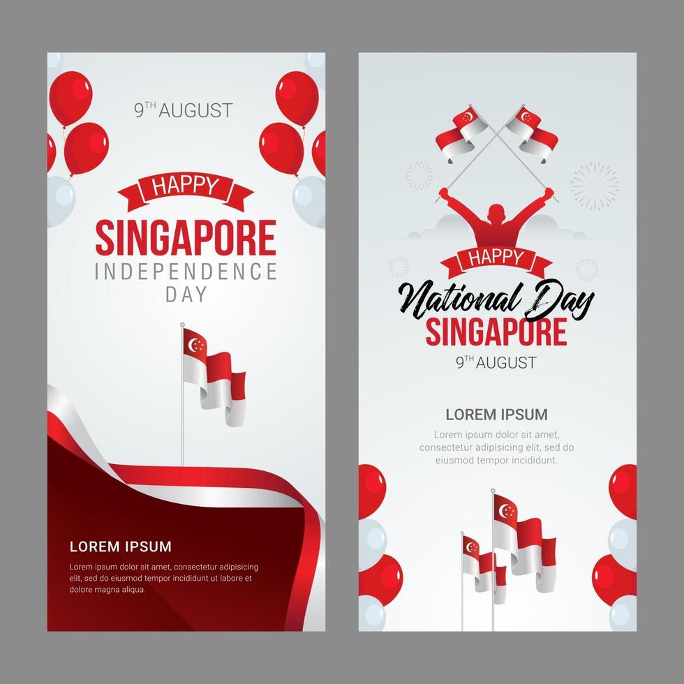 Ilustración de vector de celebración de banner del día de la independencia de Singapur