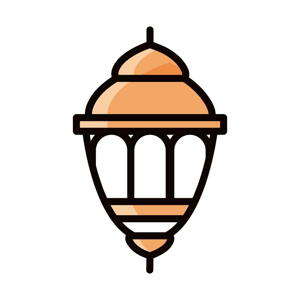 lantern ornament eid mubarak islamic religious celebration line and fill icon vector