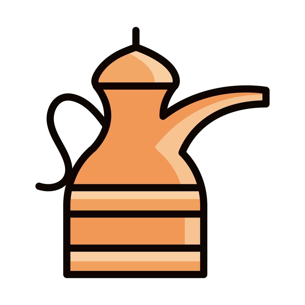 traditional teapot line and fill icon vector