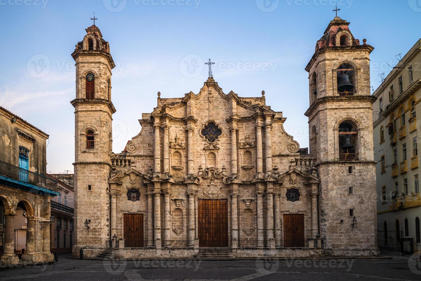 Facade of Havana Habana Cathedral in Cuba photo