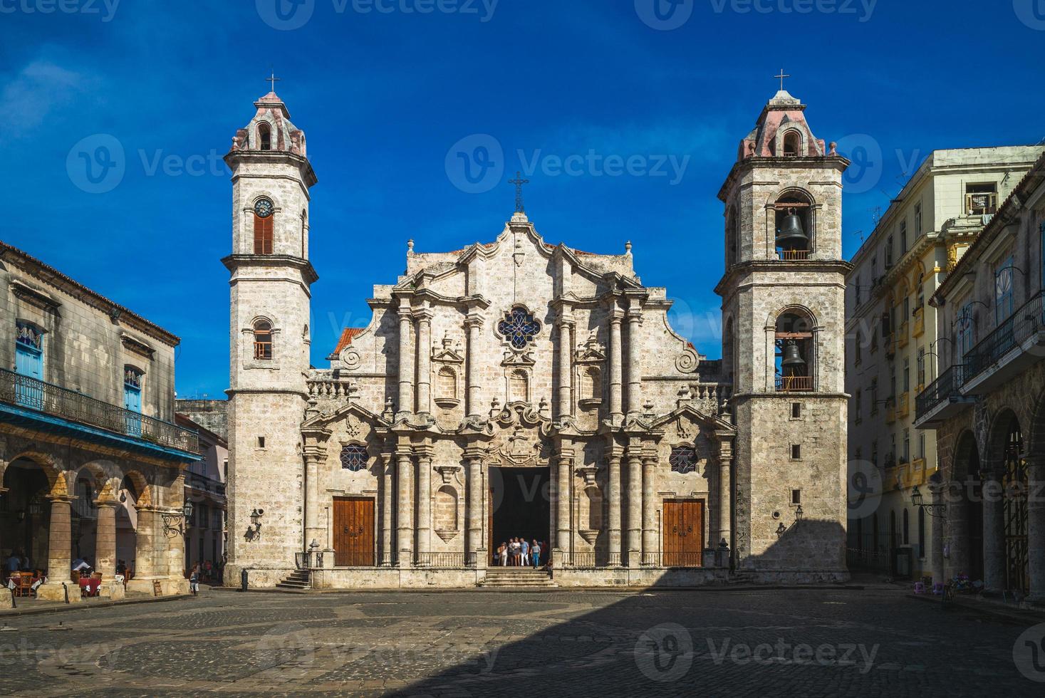 Facade of Havana Habana Cathedral in Cuba photo