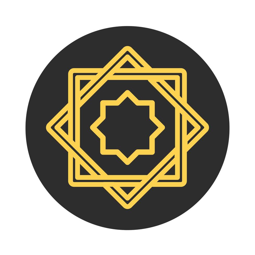 arabesque decoration eid mubarak islamic religious celebration block and line icon vector