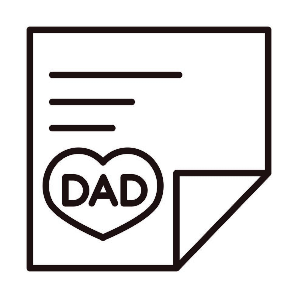 feliz día del padre mensaje carta amor corazón decoración celebración línea estilo icono vector