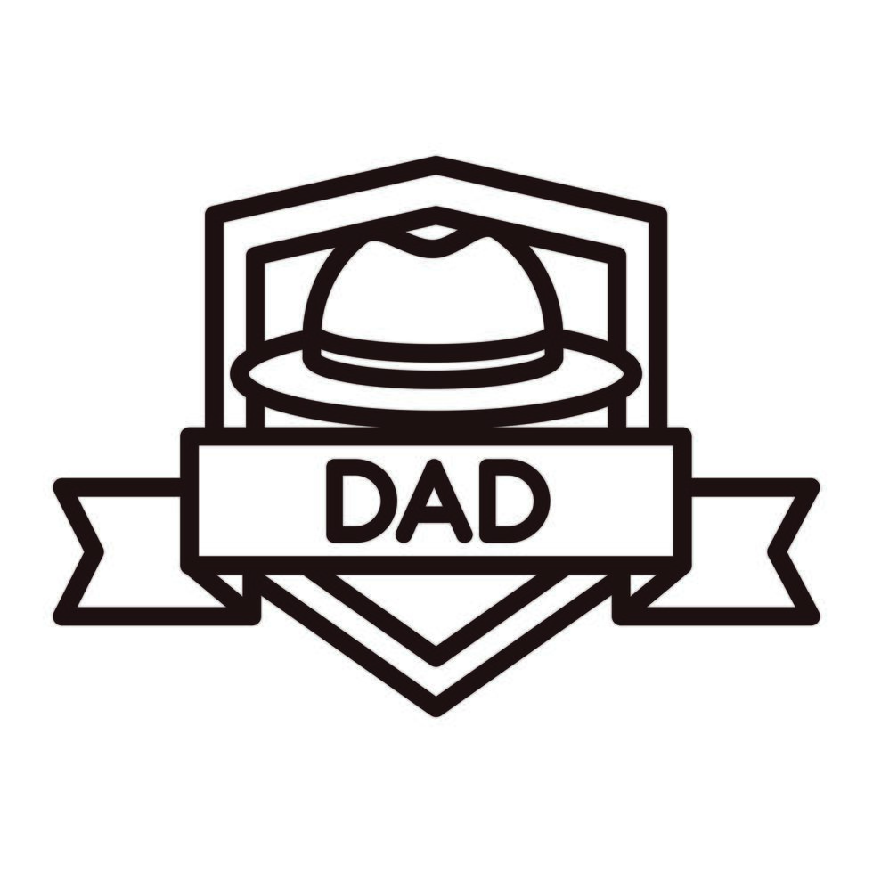 feliz día del padre sombrero cinta insignia decoración celebración línea estilo icono vector