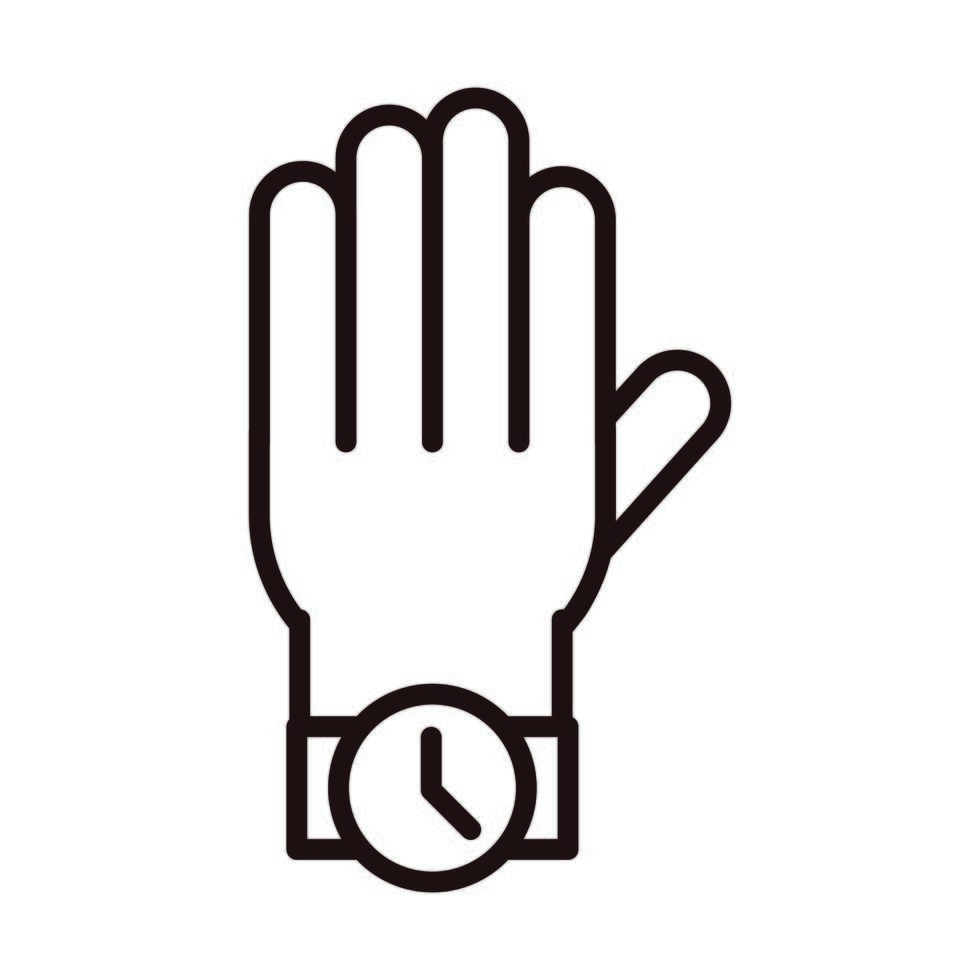 hand with wrist watch celebration line style icon vector