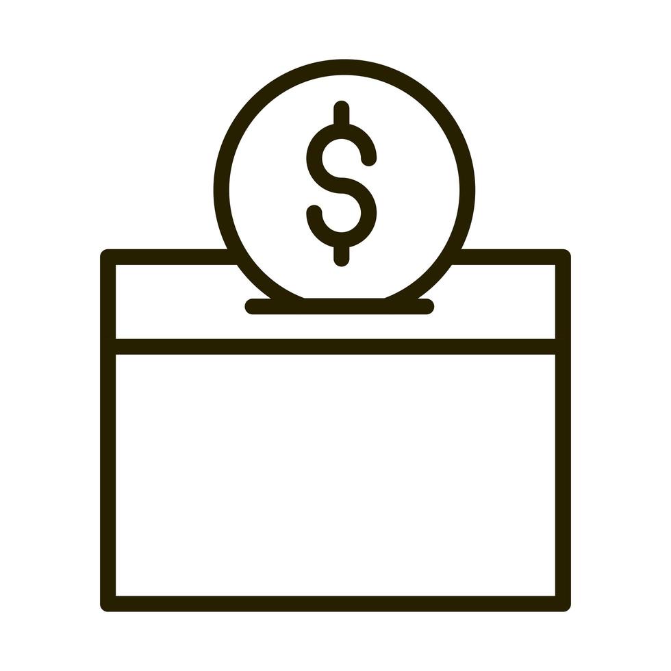 charity money coin in box financial business stock market line style icon vector