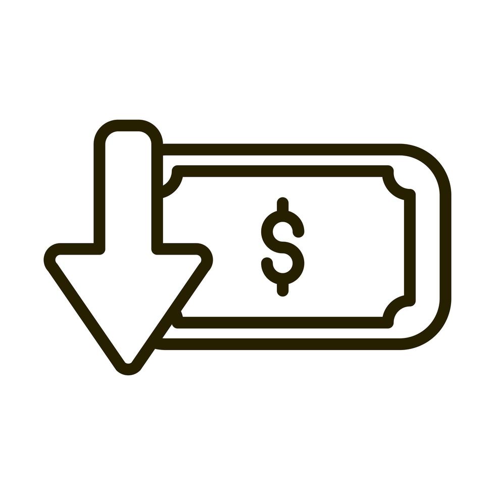 money banknote downturn financial business stock market line style icon vector