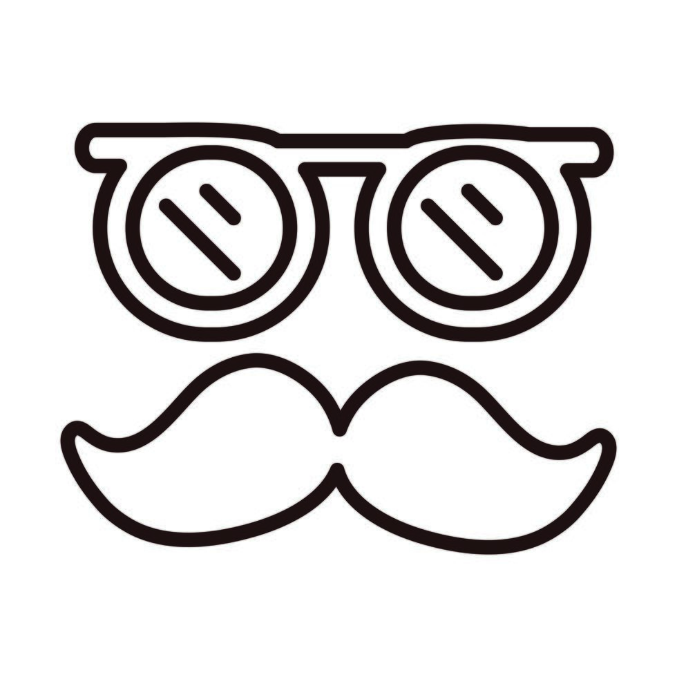 glasses and moustache retro celebration line style icon vector
