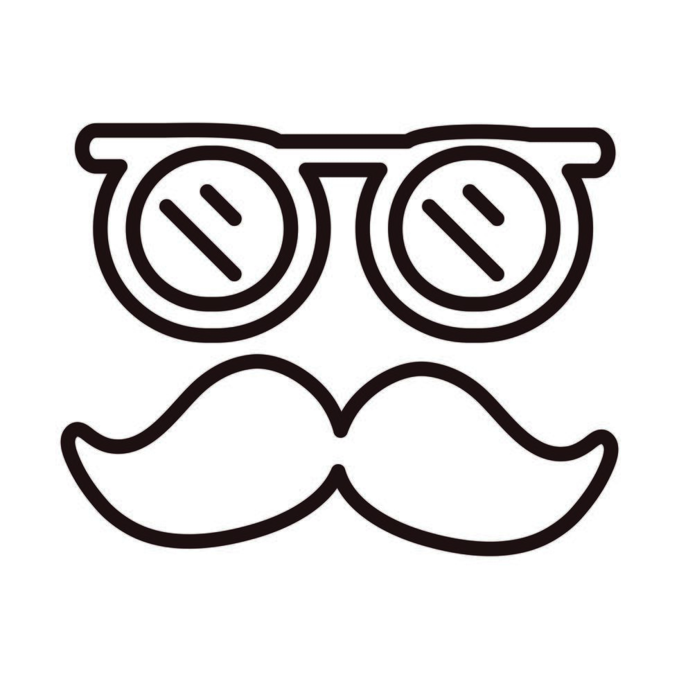 Gafas y bigote icono de estilo de línea de celebración retro vector