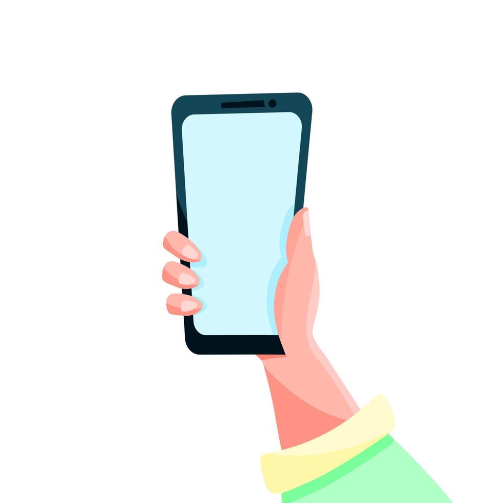Hand and phone man holds a smartphone in his hand vector
