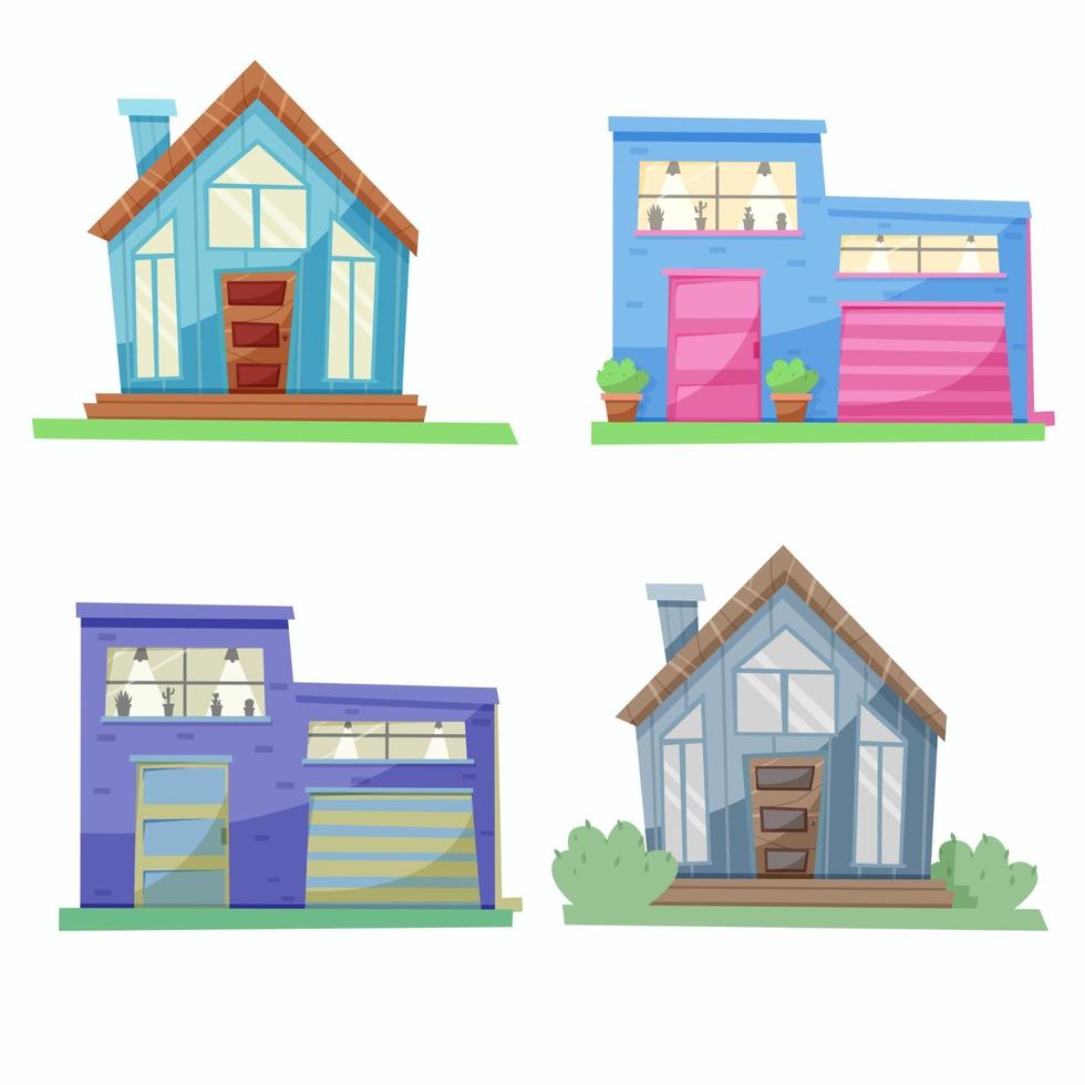 conjunto de casas con estilo vector