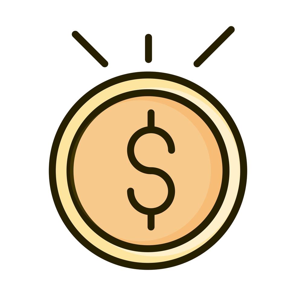 money coin currency financial business stock market line and fill icon vector