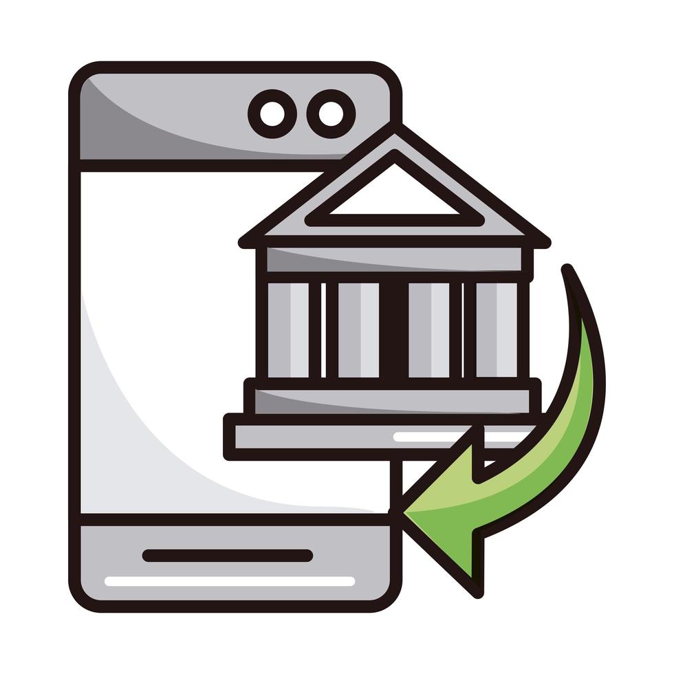 smartphone bank transaction shopping or payment mobile banking line and fill icon vector