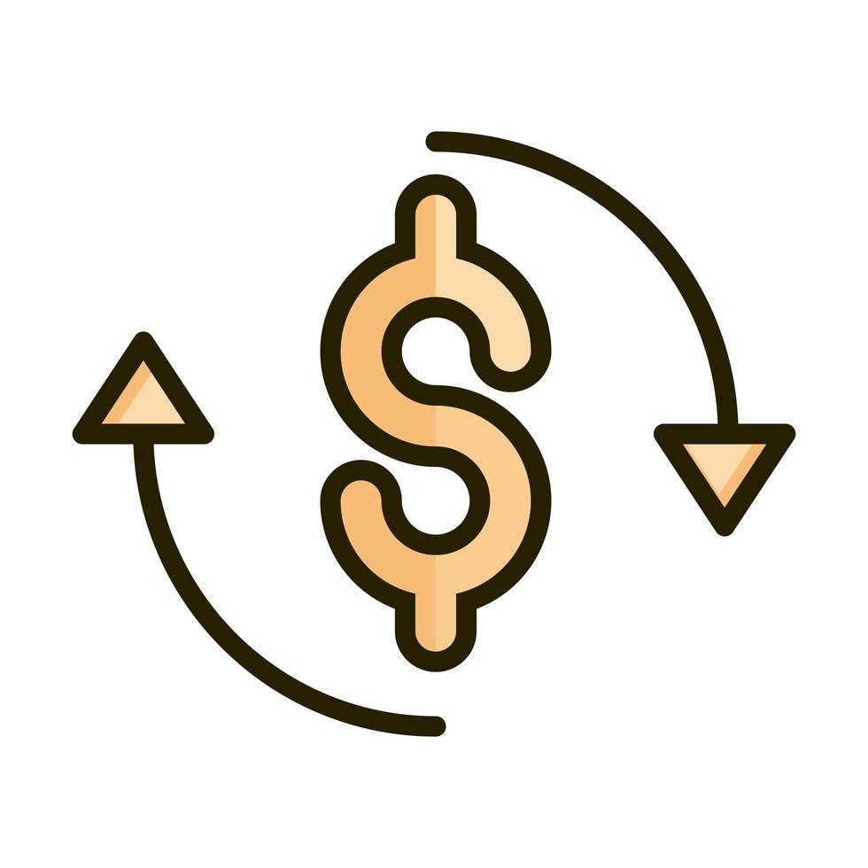 money exchange financial business stock market line and fill icon vector