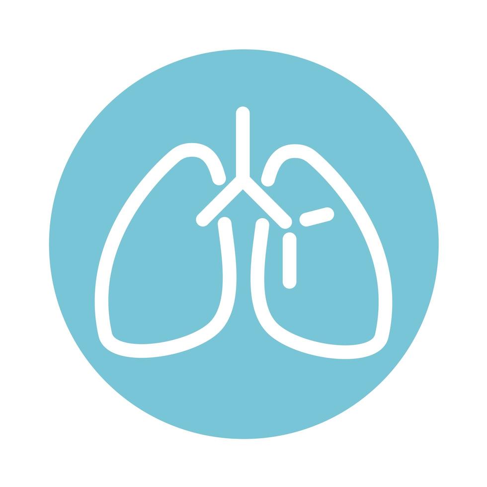 pulmones órgano sistema respiratorio icono de estilo de bloque de atención médica y sanitaria vector