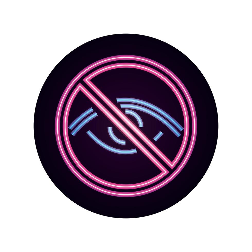 covid 19 coronavirus pandemic avoid touch your eyes neon style icon vector