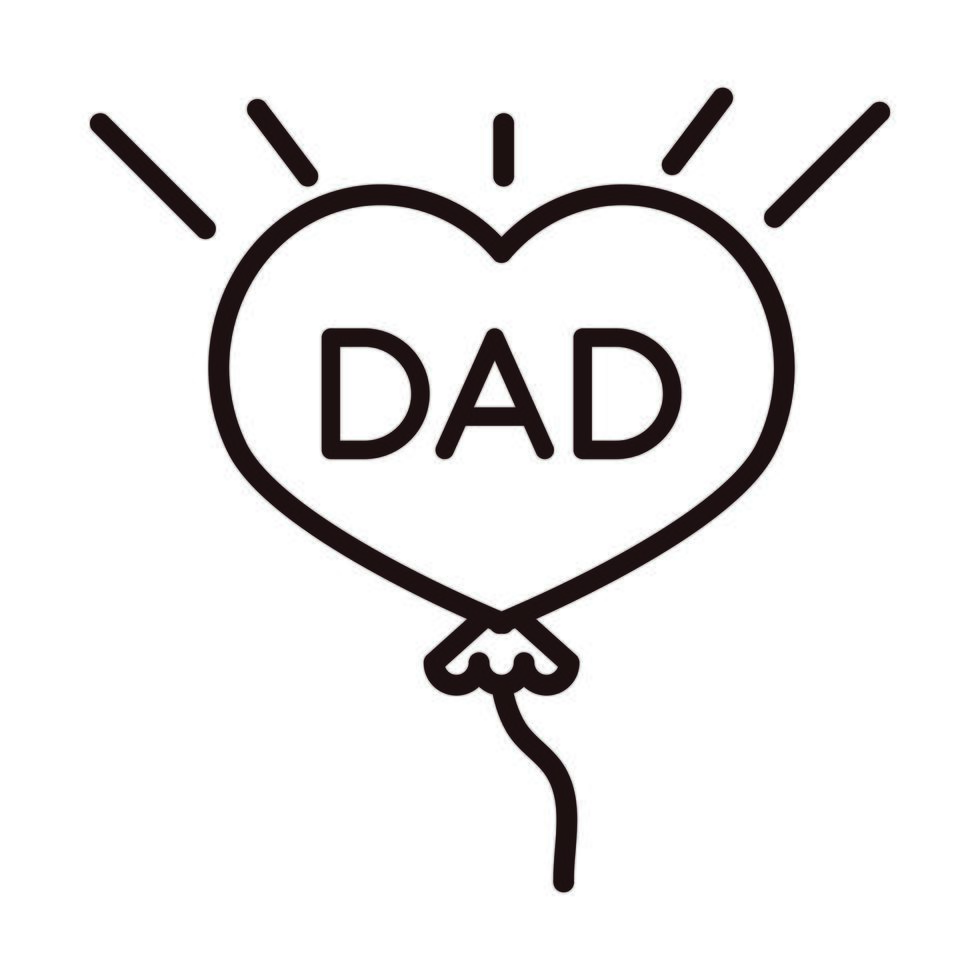 feliz día del padre corazón en forma de globo papá decoración celebración icono de estilo de línea vector