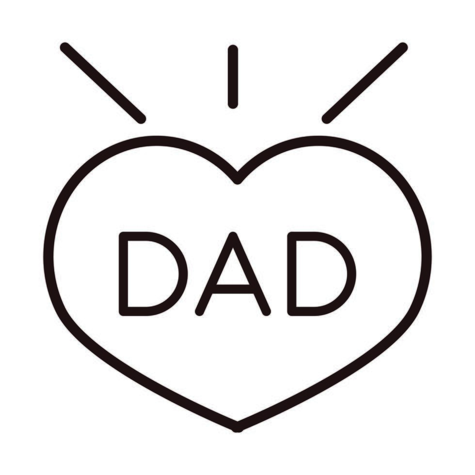 happy fathers day dad inscription heart love celebration line style icon vector