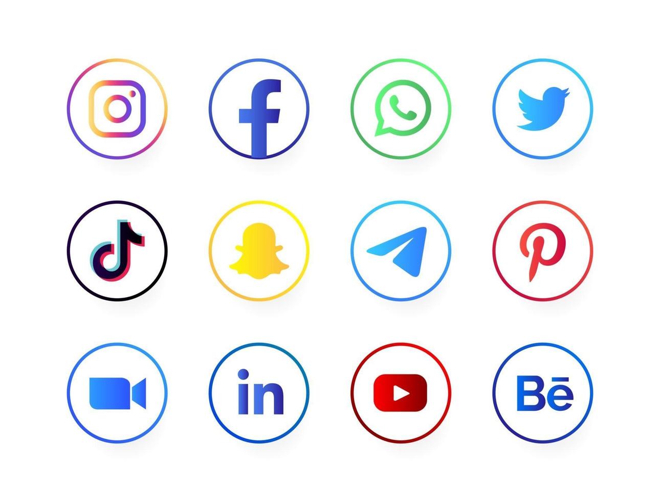 logotipo de redes sociales de círculo blanco vector