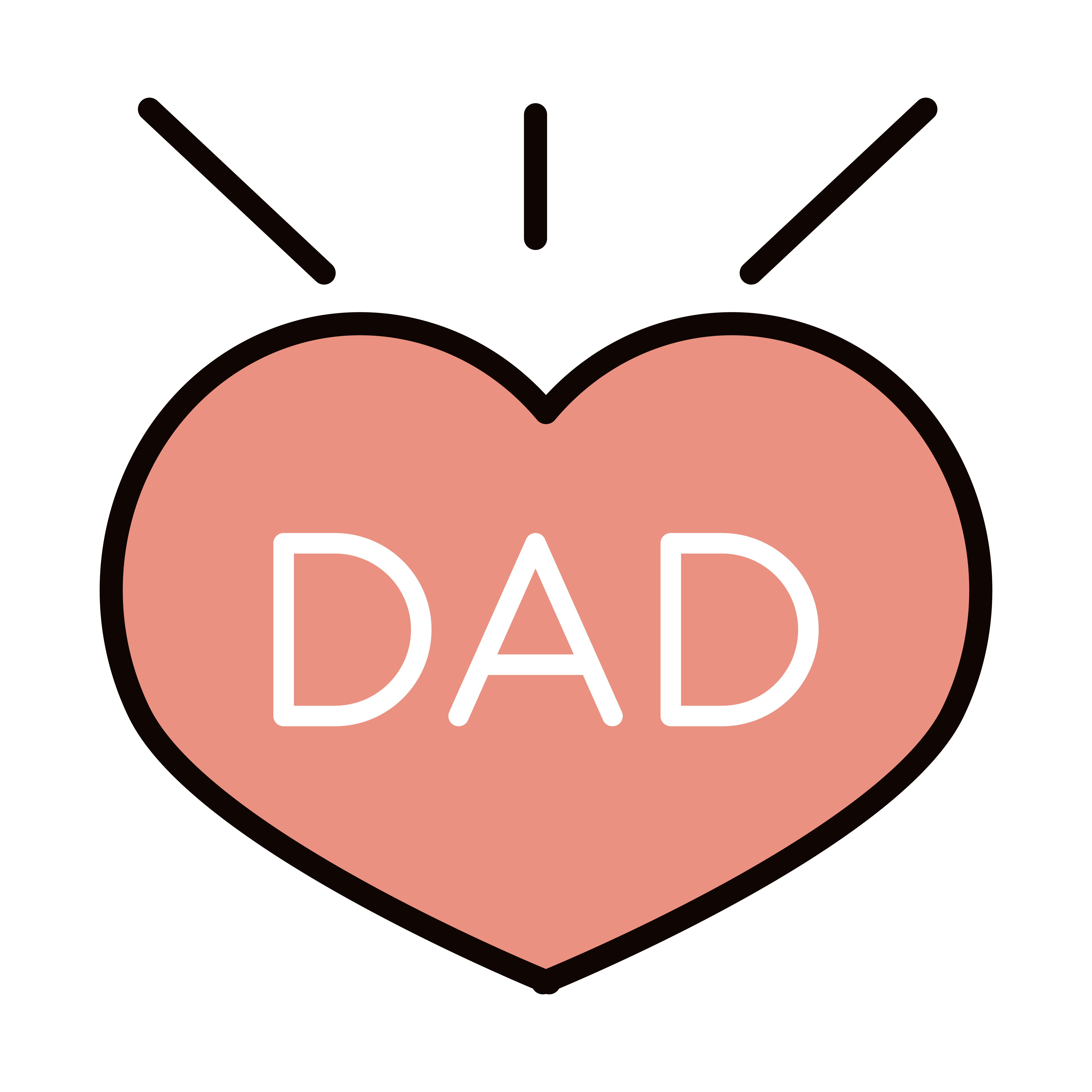happy fathers day dad inscription heart love celebration line and fill
