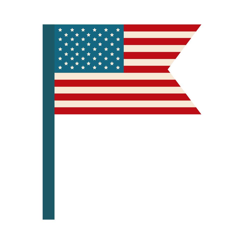 feliz día de la independencia bandera americana en el poste símbolo nacional icono de estilo plano vector