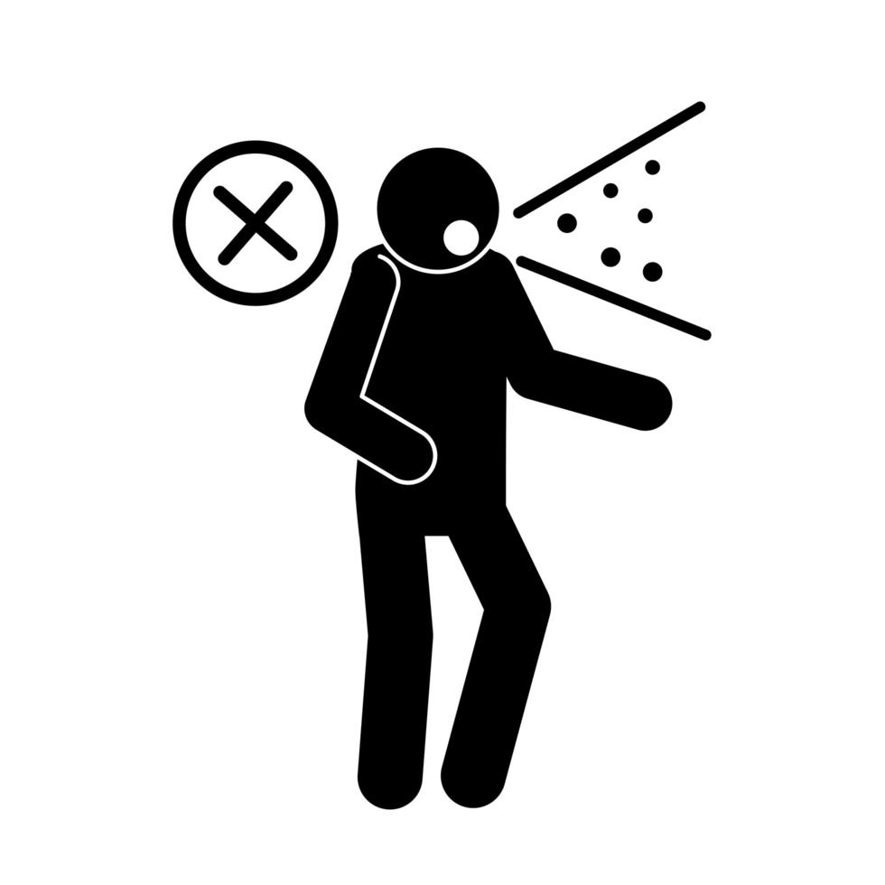 coronavirus covid 19 coughing spread disease health pictogram silhouette style icon vector