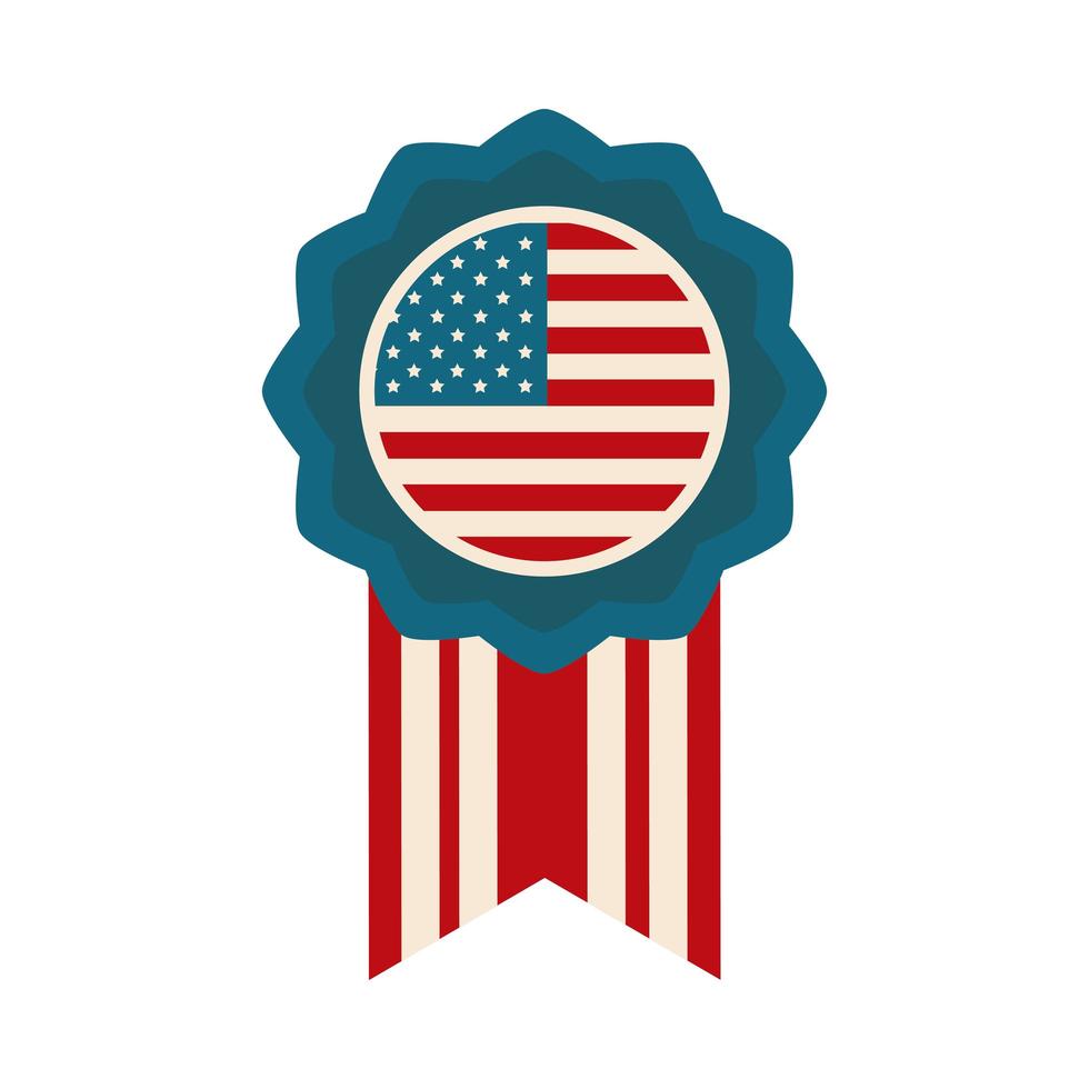 happy independence day american flag medal insignia design flat style icon vector