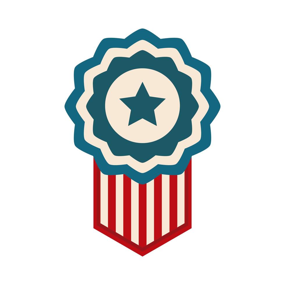 happy independence day american flag rosette decoraiton flat style icon vector