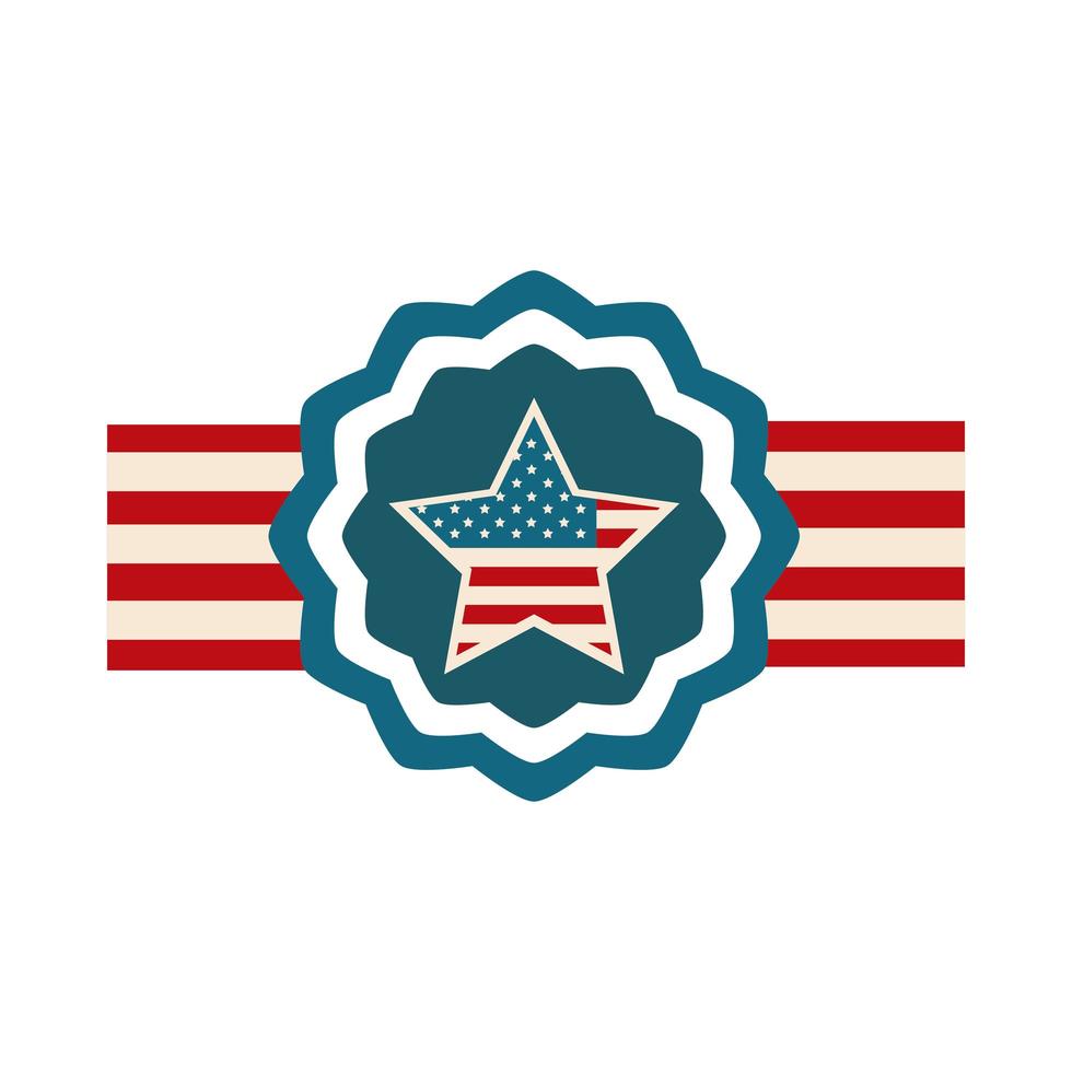 happy independence day american flag star banner emblem flat style icon vector