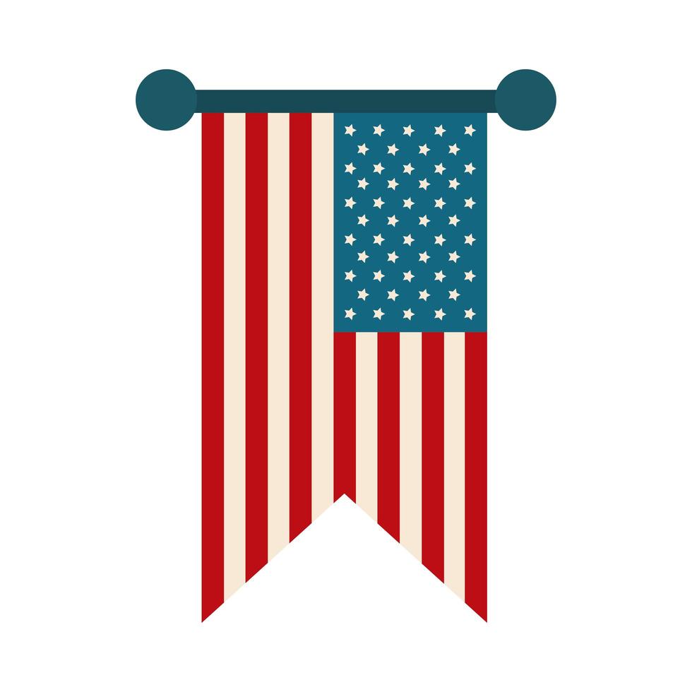 feliz día de la independencia colgante bandera americana decoración icono de estilo plano vector