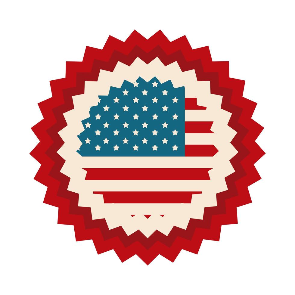 happy independence day american flag celebration national badge flat style icon vector