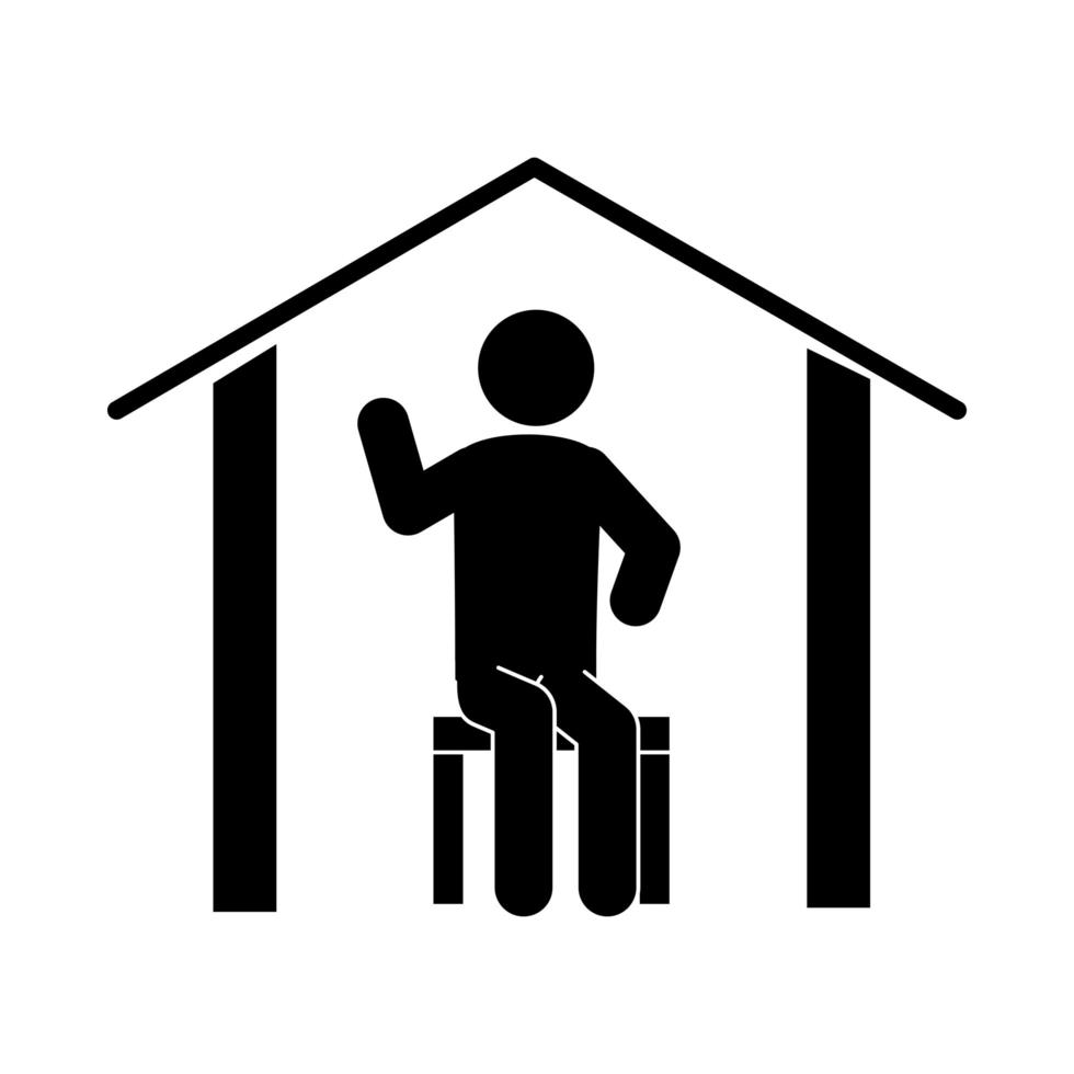 coronavirus covid 19 stay at home quarantine prevention health pictogram silhouette style icon vector