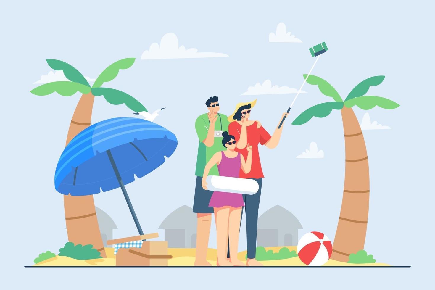 Summer Family Holiday on Beach Illustration vector