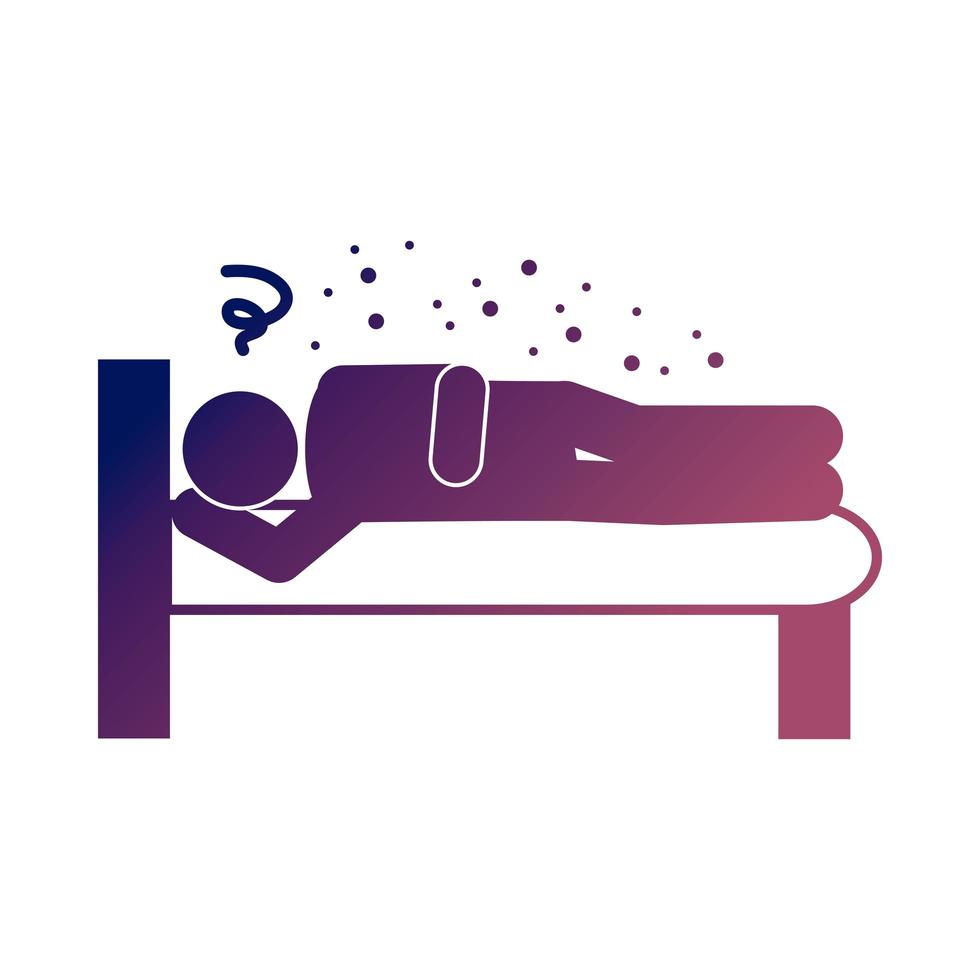 coronavirus covid 19 sick people in bed with symptoms health pictogram gradient style icon vector