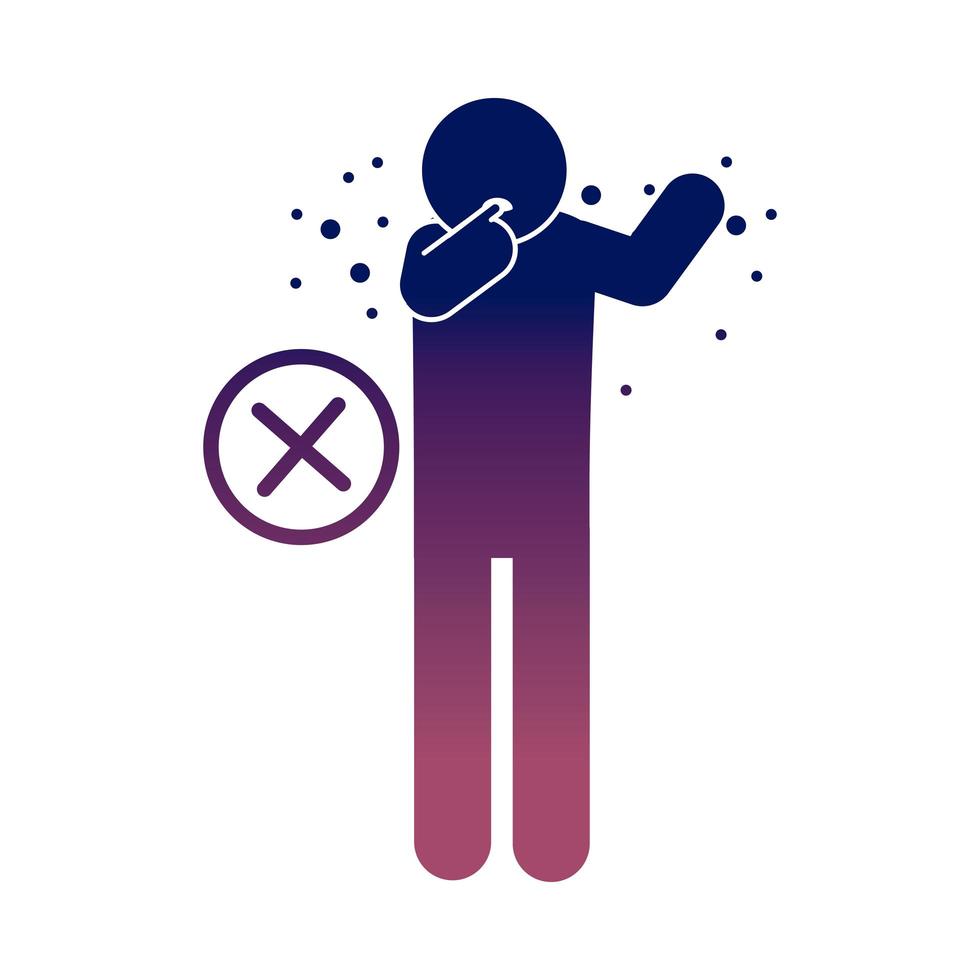 coronavirus covid 19 patient with cough cover mouth health pictogram gradient style icon vector