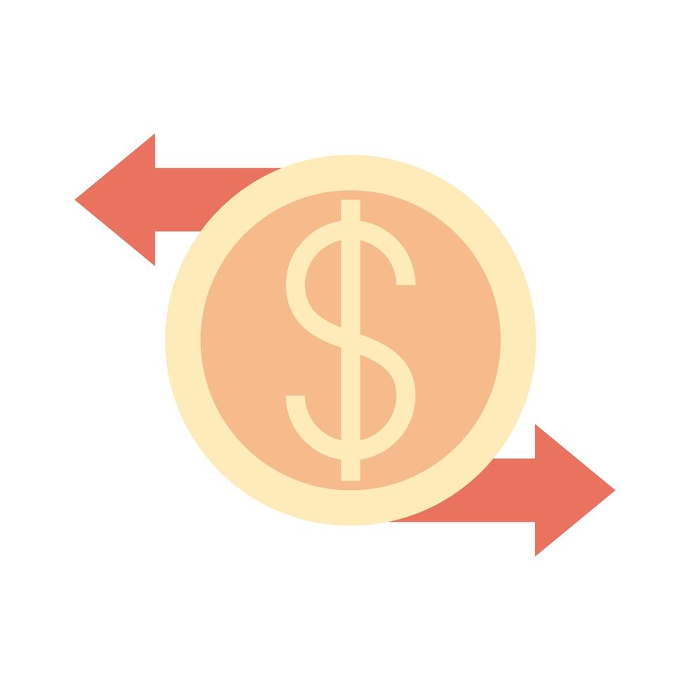 banca móvil dinero intercambio de monedas icono de estilo plano financiero vector