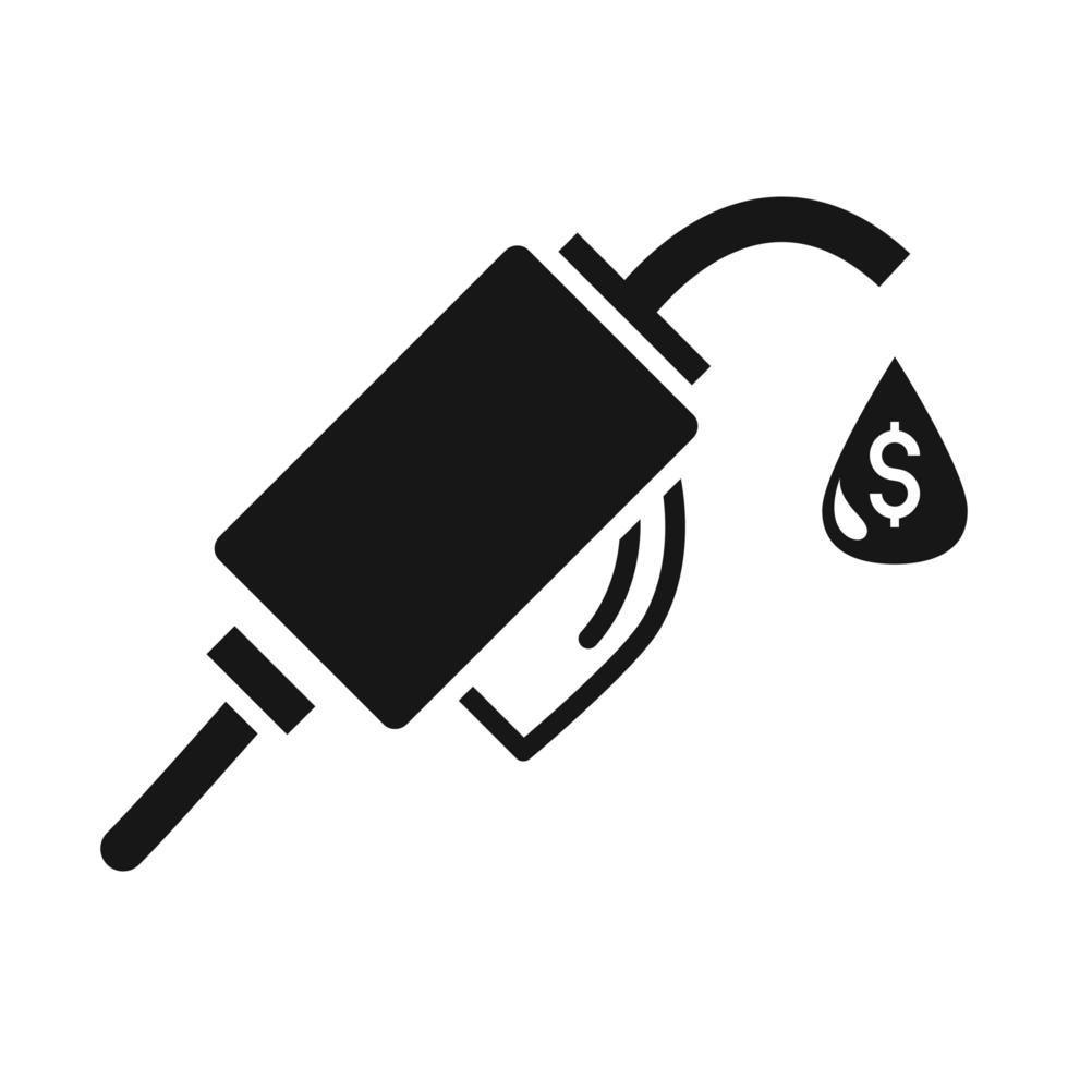 estación bomba crisis economía precio del petróleo caída silueta estilo icono vector